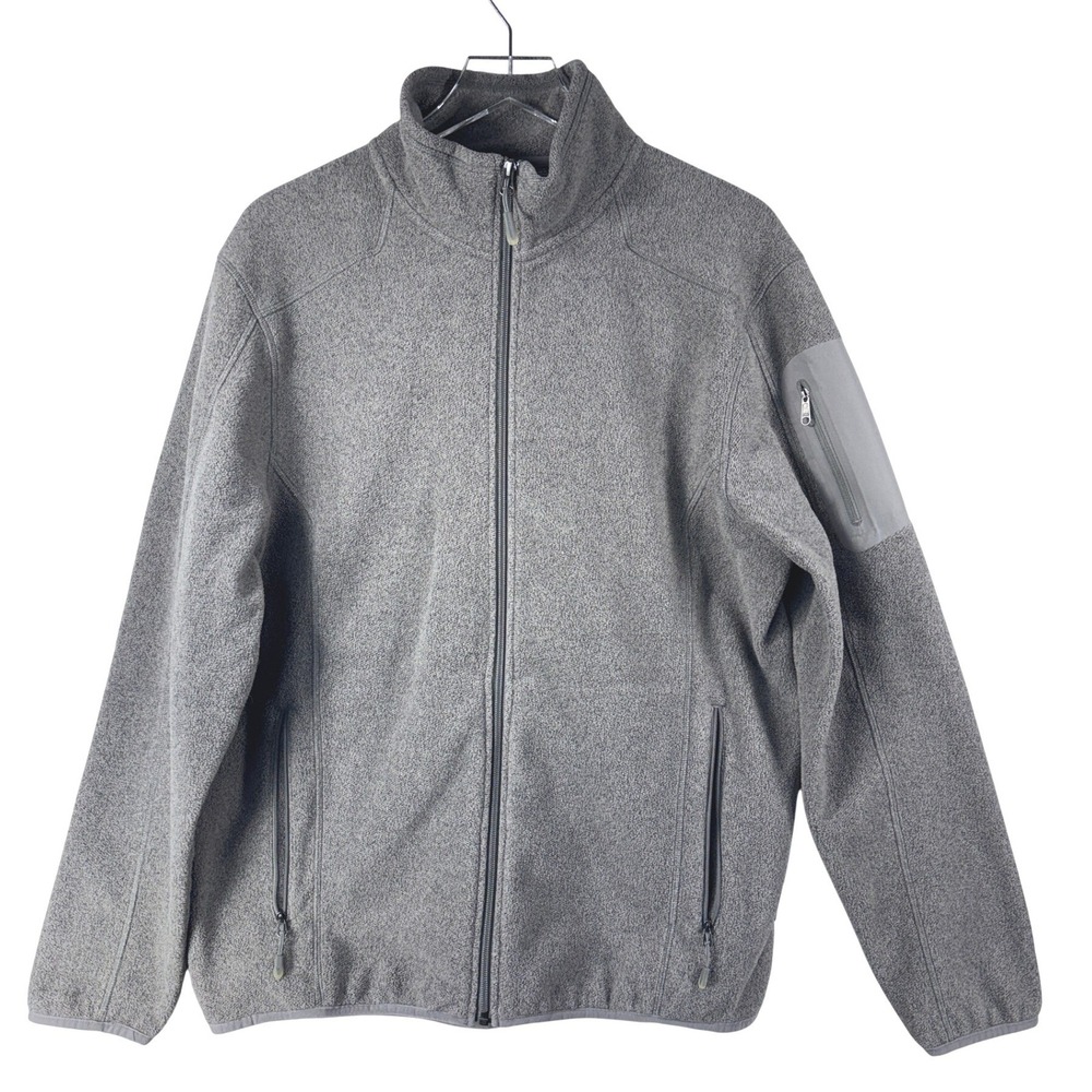White Sierra Womens Heather Gray Full Zip Fleece Jacket Mock Neck Size L